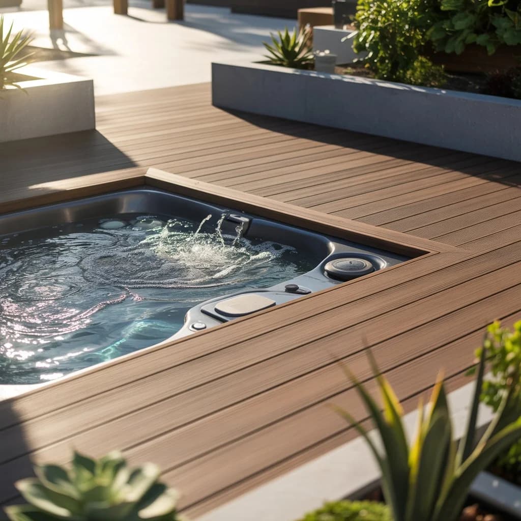 Deski kompozytowe wokół jacuzzi lub SPA
