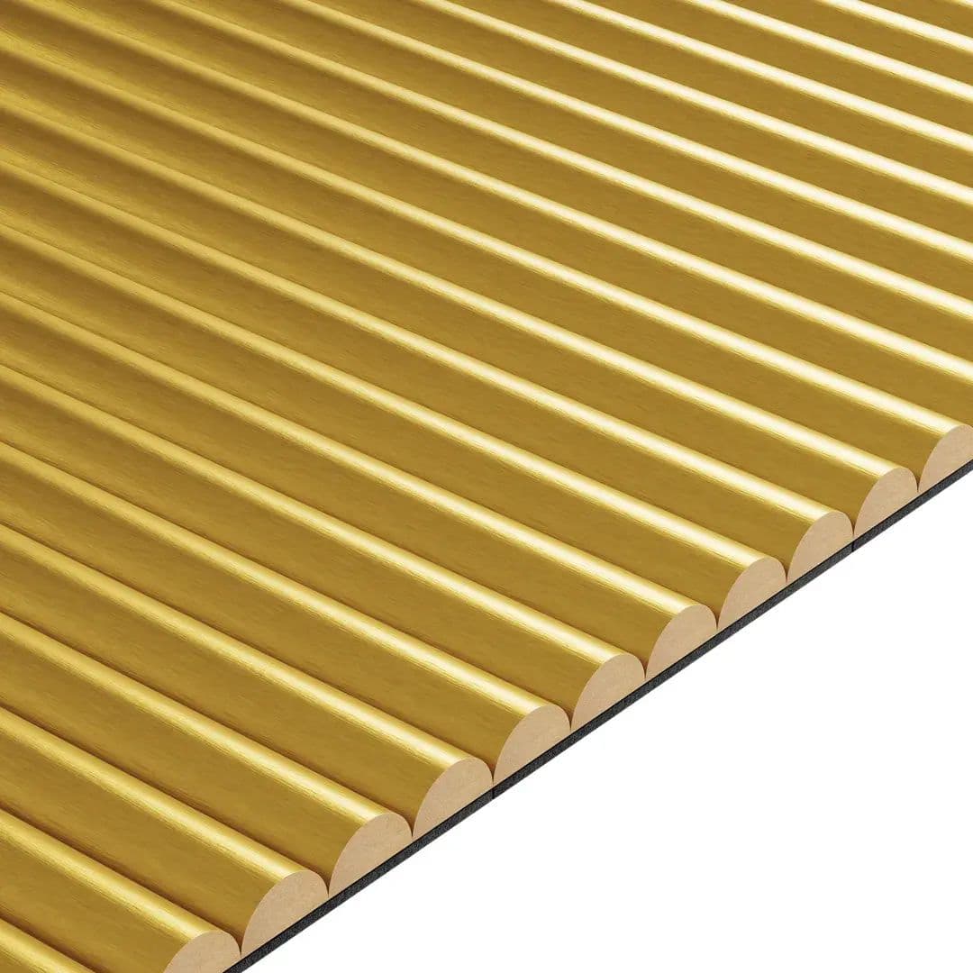 Panel ryflowany złoty połysk 16x145 listwy dekoracyjne na ścianę półwałki