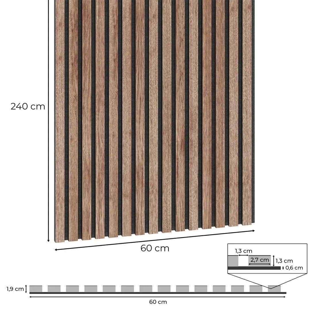 Panel akustyczny FORNIROWANY orzech amerykański 19 mm grubości czarny filc
