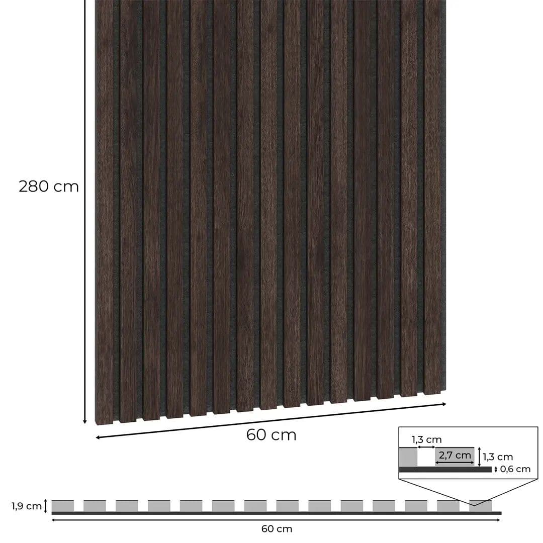 Panel akustyczny FORNIROWANY kasztan 19 mm grubości czarny filc