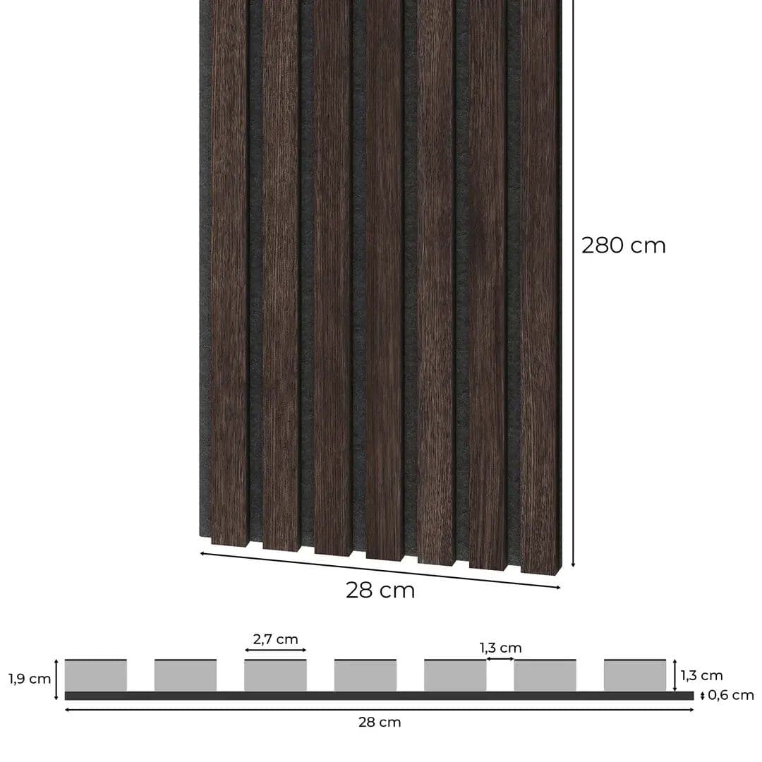 Panel akustyczny FORNIROWANY kasztan 19 mm grubości czarny filc