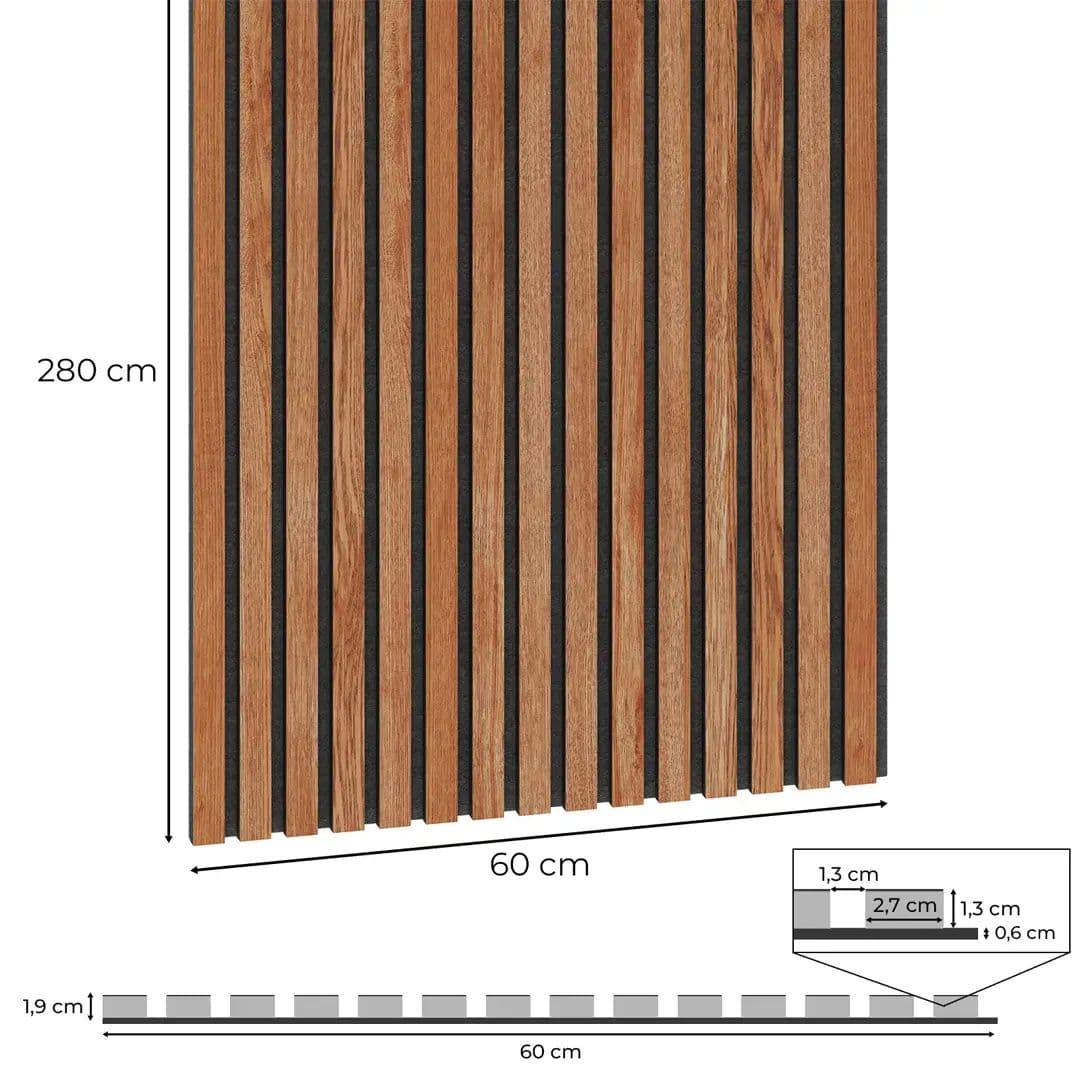 Panel akustyczny FORNIROWANY sapelli czarny filc 19 mm grubości czarny filc