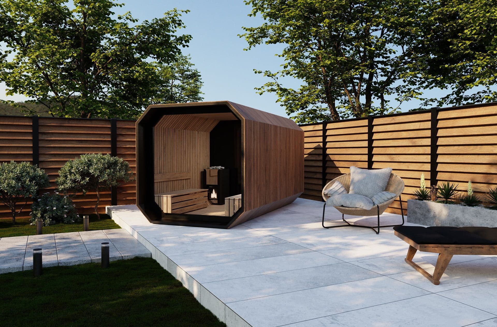 SAUNA OGRODOWA FIŃSKA ZEWNĘTRZNA THERMO Z MOCNYM PIECEM 4m x 2,5m x 2,5m