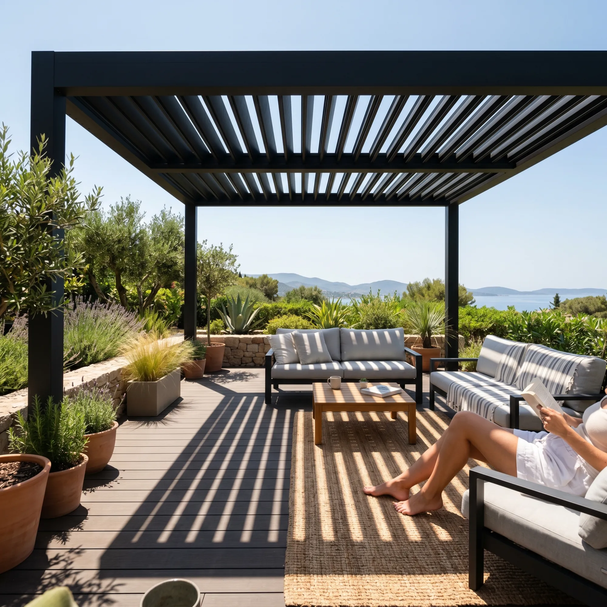 pergola ochrona przed nagrzewaniem tarasu kompozytowego